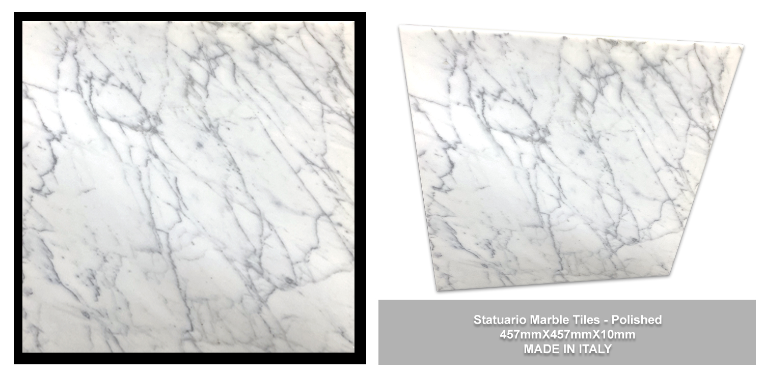 Statuario Marble Tiles 457mmx457mmx10mm